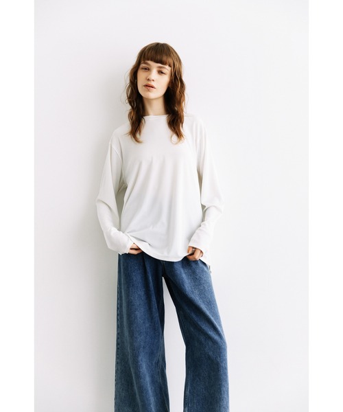 WCJ(ダブルシージェイ)の「【速乾】【防シワ】オーバーサイズアウトシームカットソー(Tシャツ/カットソー・レディース・ブラック/ホワイト・FREE)」の18枚目の写真