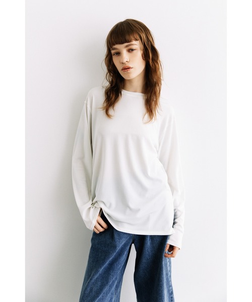 WCJ(ダブルシージェイ)の「【速乾】【防シワ】オーバーサイズアウトシームカットソー(Tシャツ/カットソー・レディース・ブラック/ホワイト・FREE)」の20枚目の写真