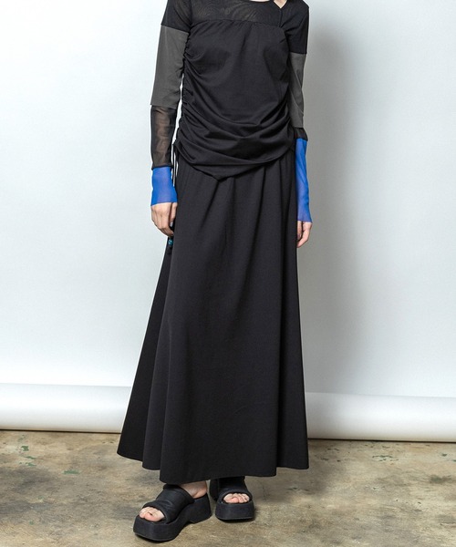 AULA AILA（アウラアイラ）の「3WAYギャザーフレアスカート（スカート・レディース・オフホワイト/ブラック/トップグレー・0）」の2枚目の写真