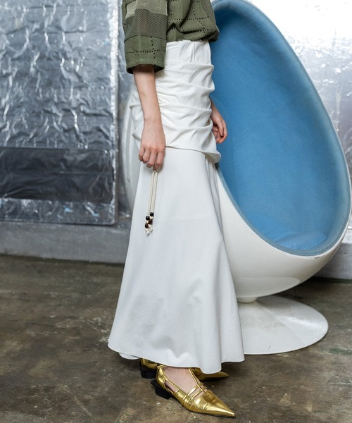 AULA AILA（アウラアイラ）の「3WAYギャザーフレアスカート（スカート・レディース・オフホワイト/ブラック/トップグレー・0）」の5枚目の写真