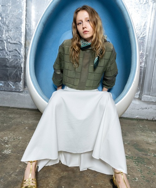 AULA AILA（アウラアイラ）の「3WAYギャザーフレアスカート（スカート・レディース・オフホワイト/ブラック/トップグレー・0）」の8枚目の写真