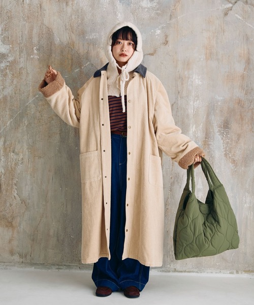 Crisp（クリスプ）の「キルティングトートバッグ（トートバッグ・レディース・アイボリー/カーキ・FREE）」の5枚目の写真