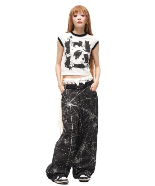 L.H.P(エルエイチピー)の「CFIERCE/フィアス/Spider Butterfly Rhinestone Jeans(デニムパンツ・レディース・ブラック・M/S)」の1枚目の写真