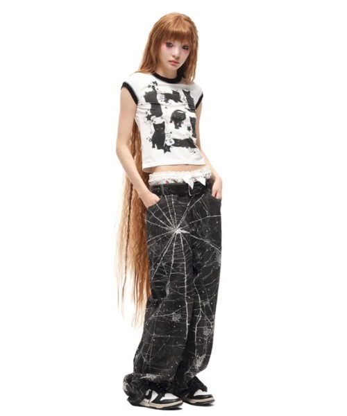 L.H.P(エルエイチピー)の「CFIERCE/フィアス/Spider Butterfly Rhinestone Jeans(デニムパンツ・レディース・ブラック・M/S)」の3枚目の写真