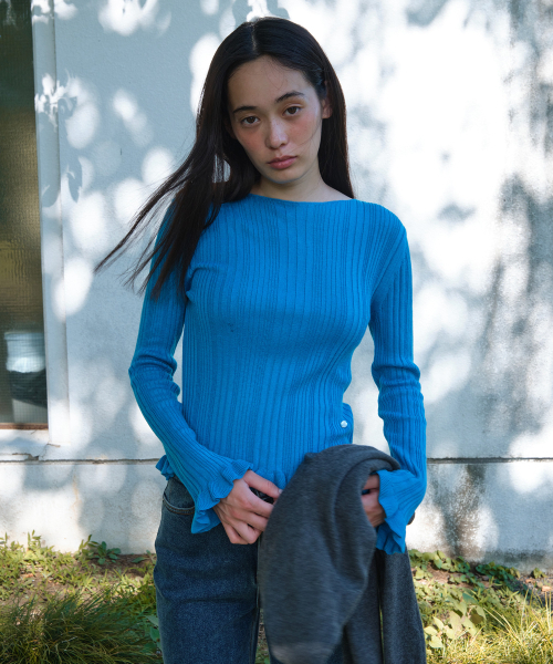 TTUDEMENT(トュードメント)の「BOATNECK RIB KNIT_TEAL BLUE(ニット/セーター・レディース・その他・FREE)」の2枚目の写真