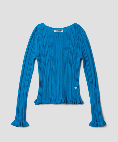 TTUDEMENT(トュードメント)の「BOATNECK RIB KNIT_TEAL BLUE(ニット/セーター・レディース・その他・FREE)」の3枚目の写真