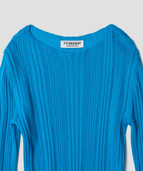 TTUDEMENT(トュードメント)の「BOATNECK RIB KNIT_TEAL BLUE(ニット/セーター・レディース・その他・FREE)」の5枚目の写真