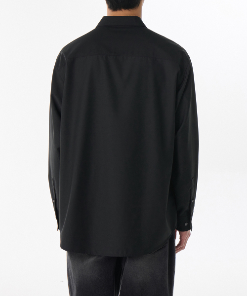 MUSINSA STANDARD（ムシンサスタンダード）の「リラックスドウールライクシャツ[ブラック]（シャツ/ブラウス・メンズ・その他・SMALL/MEDIUM/LARGE/X-LARGE/XX-LARGE）」の2枚目の写真