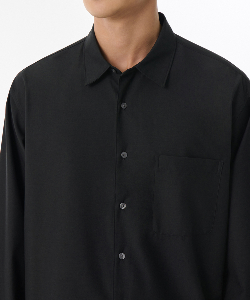 MUSINSA STANDARD（ムシンサスタンダード）の「リラックスドウールライクシャツ[ブラック]（シャツ/ブラウス・メンズ・その他・SMALL/MEDIUM/LARGE/X-LARGE/XX-LARGE）」の3枚目の写真