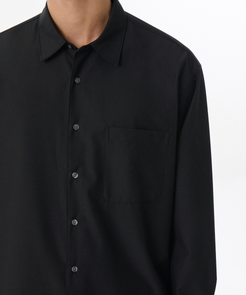 MUSINSA STANDARD（ムシンサスタンダード）の「リラックスドウールライクシャツ[ブラック]（シャツ/ブラウス・メンズ・その他・SMALL/MEDIUM/LARGE/X-LARGE/XX-LARGE）」の4枚目の写真