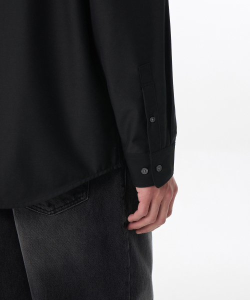 MUSINSA STANDARD（ムシンサスタンダード）の「リラックスドウールライクシャツ[ブラック]（シャツ/ブラウス・メンズ・その他・SMALL/MEDIUM/LARGE/X-LARGE/XX-LARGE）」の5枚目の写真