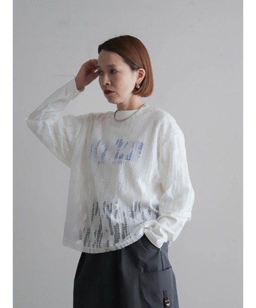 FIL DE FER(フィルデフェール)の「ランダムシアーJQ クルーネックTEE(Tシャツ/カットソー・レディース・ブラウン/ホワイト・FREE)」の20枚目の写真