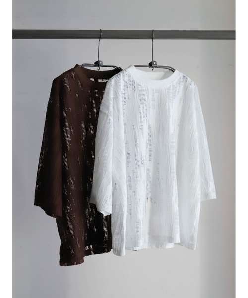 FIL DE FER(フィルデフェール)の「ランダムシアーJQ クルーネックTEE(Tシャツ/カットソー・レディース・ブラウン/ホワイト・FREE)」の11枚目の写真