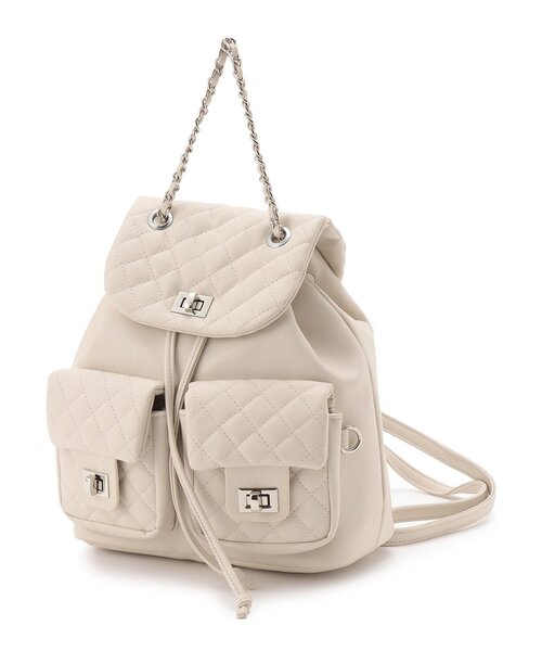 LOVETOXIC(ラブトキシック)の「キルティングミニリュック(バックパック/リュック・キッズ・アイボリー/ブラック・F)」の1枚目の写真