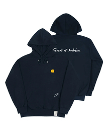 [UNISEX]図面ドットバックロゴフードティー_ネイビー