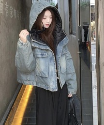 ジージャン Gジャン フード付き」に該当するデニムジャケット