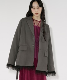 Ezick | 2way fringe jacket フリンジヘムベルトツキジャケット/SETUP対応(テーラードジャケット)