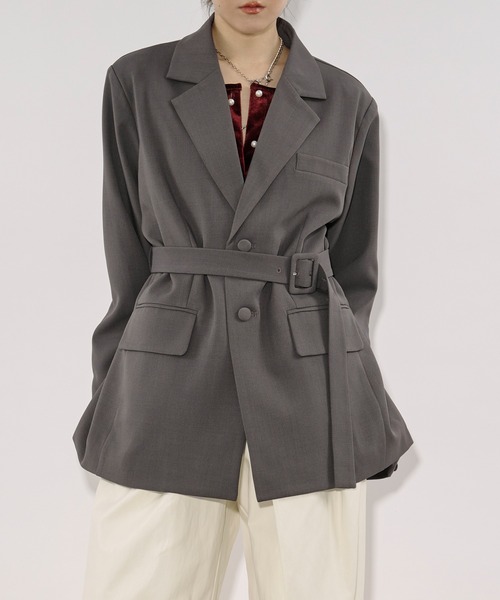 フリンジ　ジャケット セール】2way fringe jacket フリンジヘムベルトツキジャケット/SETUP