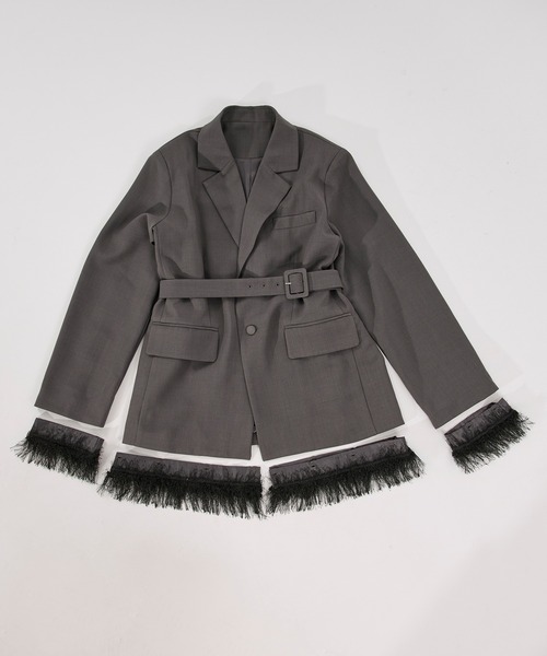 セール】2way fringe jacket フリンジヘムベルトツキジャケット/SETUP