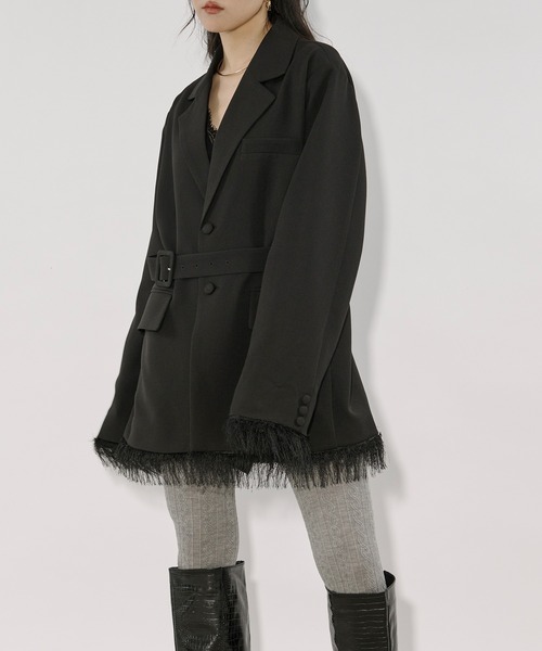セール】2way fringe jacket フリンジヘムベルトツキジャケット/SETUP