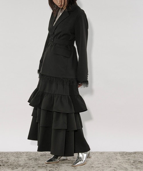 Ezick（エジック）の「2way fringe jacket フリンジヘムベルトツキジャケット/SETUP対応（テーラードジャケット・レディース・グレー/ブラック・FREE）」の20枚目の写真