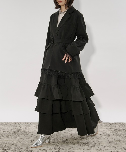 Ezick（エジック）の「2way fringe jacket フリンジヘムベルトツキジャケット/SETUP対応（テーラードジャケット・レディース・グレー/ブラック・FREE）」の19枚目の写真