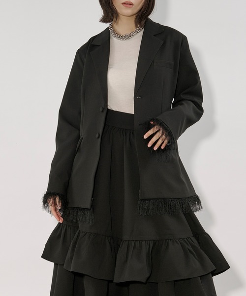フリンジ　ジャケット セール】2way fringe jacket フリンジヘムベルトツキジャケット/SETUP