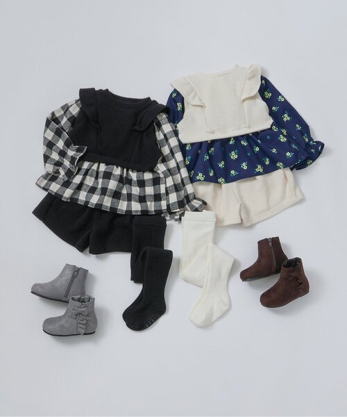 apres les cours（アプレレクール）の「【セットアップ】ベストドッキングトップス&ショートパンツセット（セットアップ・キッズ・チェック/その他3・80/90/100/110/120/130/140）」の15枚目の写真