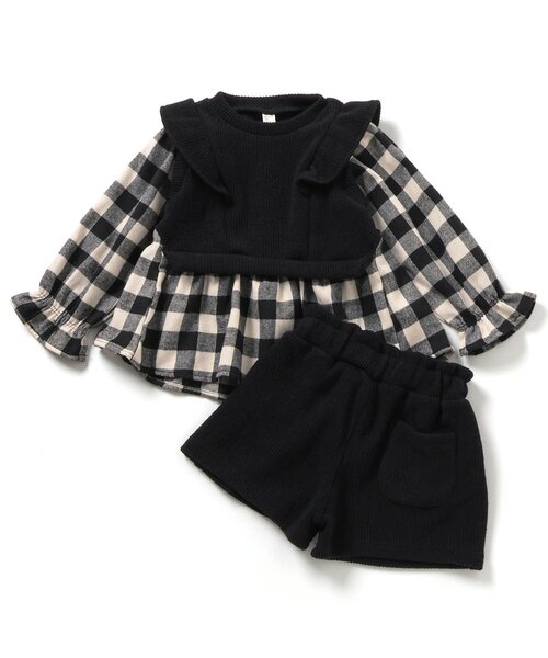 apres les cours（アプレレクール）の「【セットアップ】ベストドッキングトップス&ショートパンツセット（セットアップ・キッズ・チェック/その他3・80/90/100/110/120/130/140）」の16枚目の写真