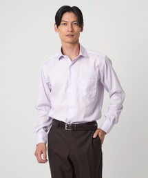 コットン ナローストライプ ワイドカラー ドレスシャツ -イージーアイロン-