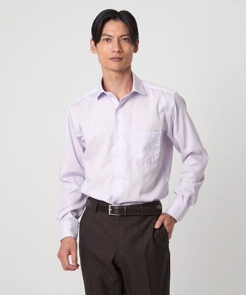 green label relaxing(グリーンレーベルリラクシング)の「コットン ナローストライプ ワイドカラー ドレスシャツ -イージーアイロン-(ビジネスシャツ・メンズ・ライトブルー/ベージュ/ライラック・38cm/37cm/43cm/42cm/41cm/40cm/39cm)」の1枚目の写真