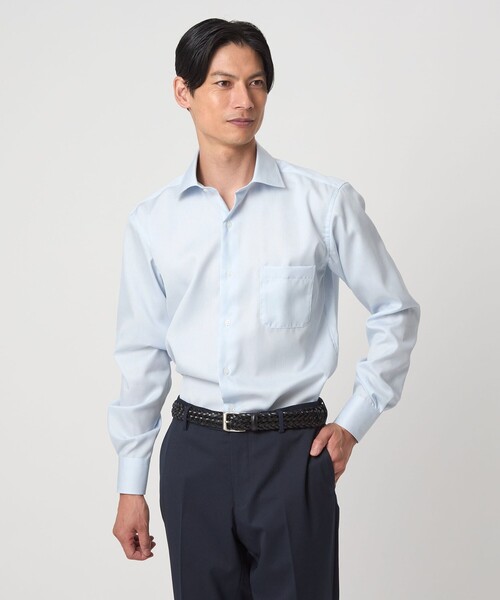 green label relaxing(グリーンレーベルリラクシング)の「コットン ナローストライプ ワイドカラー ドレスシャツ -イージーアイロン-(ビジネスシャツ・メンズ・ライトブルー/ベージュ/ライラック・38cm/37cm/43cm/42cm/41cm/40cm/39cm)」の3枚目の写真