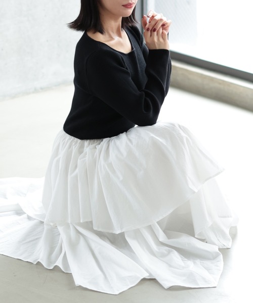 Ruwan yu（ルワンユー）の「バイカラードッキングニットワンピース【大きいサイズ対応】（ワンピース・レディース・ブラック・L/LL/3L/4L）」の7枚目の写真