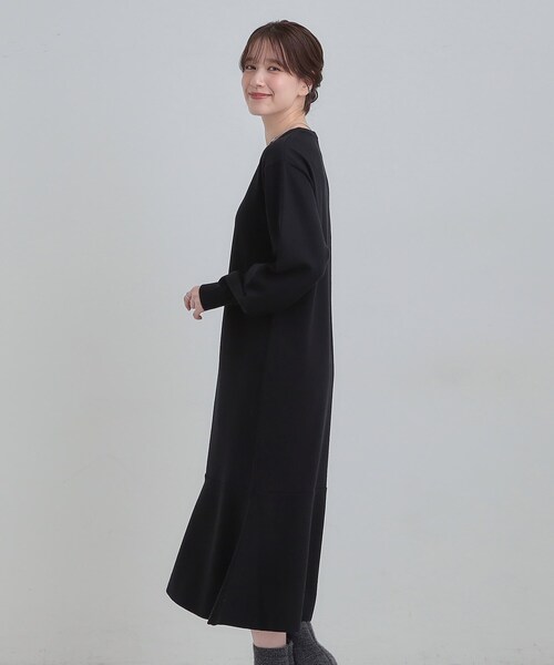 セール】スタイルがすっきりに見える 裾マーメイドニットワンピース