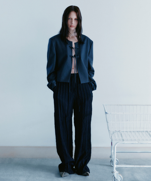 プリーツパンツ ブラック