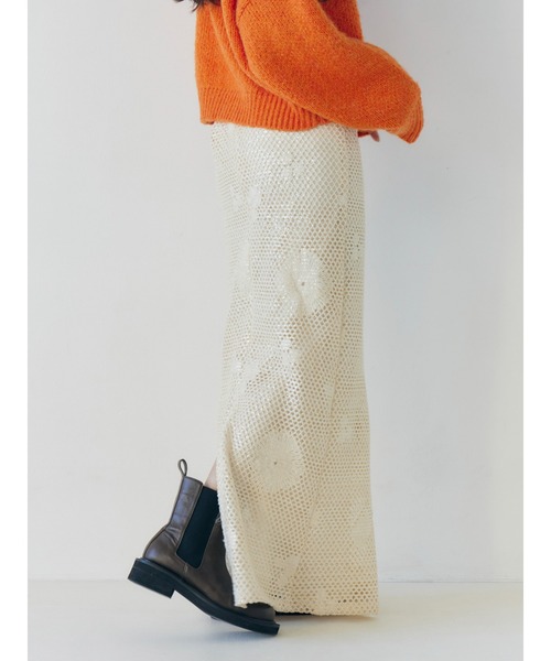 Ungrid(アングリッド)の「透かし編みスパンコールレイヤードスカート(スカート・レディース・オフホワイト/ブルー・FREE)」の1枚目の写真
