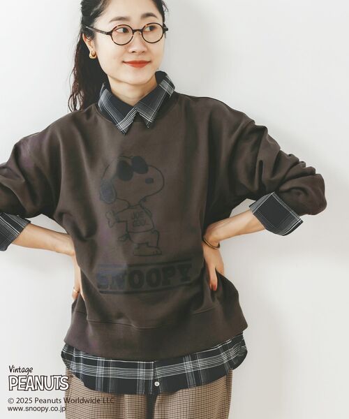 le.coeur blanc（ルクールブラン）の「【PEANUTS】ヴィンテージライクスウェット（スウェット・レディース・ダークグレー/ピンク/ブラウン/ブルー/アイボリー・38）」の3枚目の写真