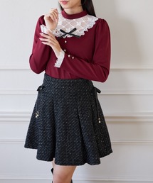 Suyunn（スユン）の「インナーパンツ付きサイドレースアップスパンコールツイードタックフレアスカート（スカート）」