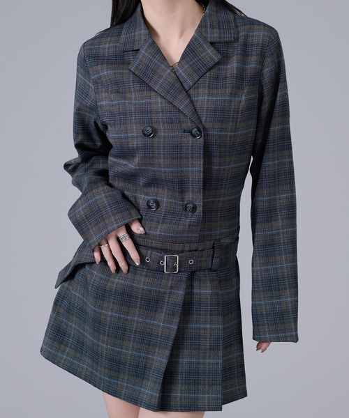 Ellno de Mavie(エルノデメヴィ)の「プリーツジャケットワンピース(ワンピース・レディース・グレー系その他/ブラック・FREE)」の2枚目の写真