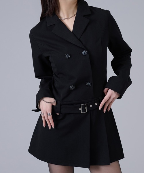 Ellno de Mavie(エルノデメヴィ)の「プリーツジャケットワンピース(ワンピース・レディース・グレー系その他/ブラック・FREE)」の1枚目の写真