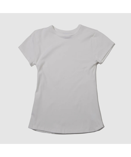 SOME PLACE(サムプレイス)の「クリーンロングスリムフィットラウンドネックショートスリーブ半袖Tシャツ_7COLOR(Tシャツ/カットソー・レディース・ホワイト/ブラック/ネイビー/グレー/レッド/イエロー/グリーン・FREE)」の2枚目の写真