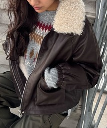 SpRay（スプレイ）の「ファー襟フェイクレザーブルゾン（ブルゾン）」