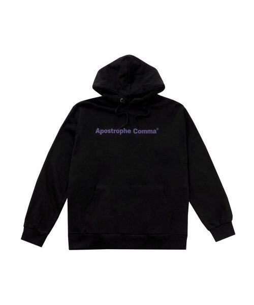 APOSTROPHE COMMA（アポストロフィコンマ）の「ベーシックフルネームロゴフードパーカー (ブラック/パープル)（パーカー・メンズ・ブラック・LARGE/MEDIUM）」の2枚目の写真