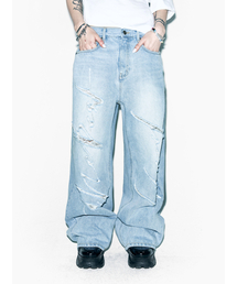 SIGNATURE LOGO DESTROYED DENIM LIGHT BLUE
