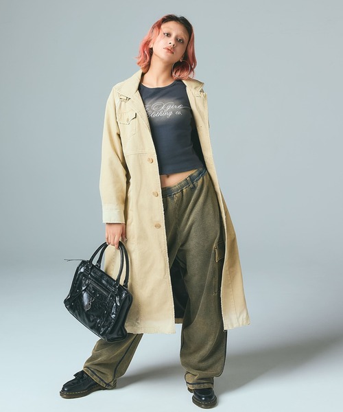 X-girl（エックスガール）の「OVERDYED NUMBER PATCH CARGO SWEATPANTS（スウェットパンツ・レディース・ブラック/インディゴブルー・S/M）」の7枚目の写真
