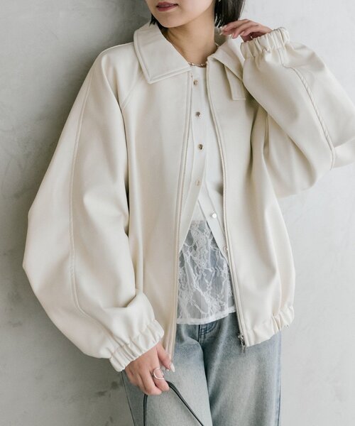 mystic(ミスティック)の「【SET UPスタイルにも◎】バルーンスリーブフェイクレザーブルゾン(ブルゾン・レディース・キャメル/アイボリー/ブラウン・FREE)」の2枚目の写真