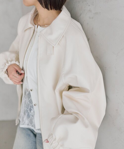 mystic(ミスティック)の「【SET UPスタイルにも◎】バルーンスリーブフェイクレザーブルゾン(ブルゾン・レディース・キャメル/アイボリー/ブラウン・FREE)」の22枚目の写真