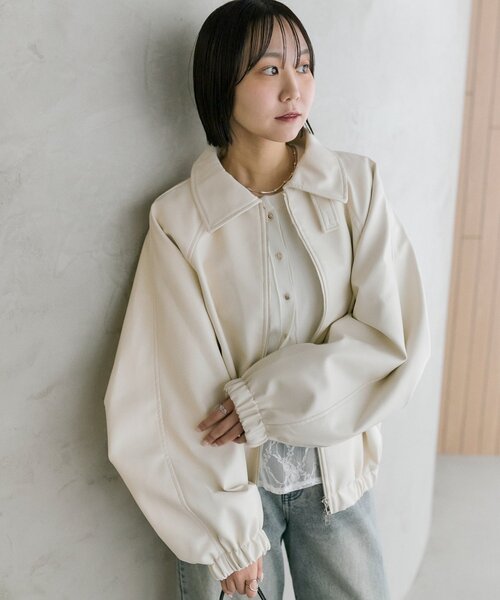 mystic(ミスティック)の「【SET UPスタイルにも◎】バルーンスリーブフェイクレザーブルゾン(ブルゾン・レディース・キャメル/アイボリー/ブラウン・FREE)」の20枚目の写真