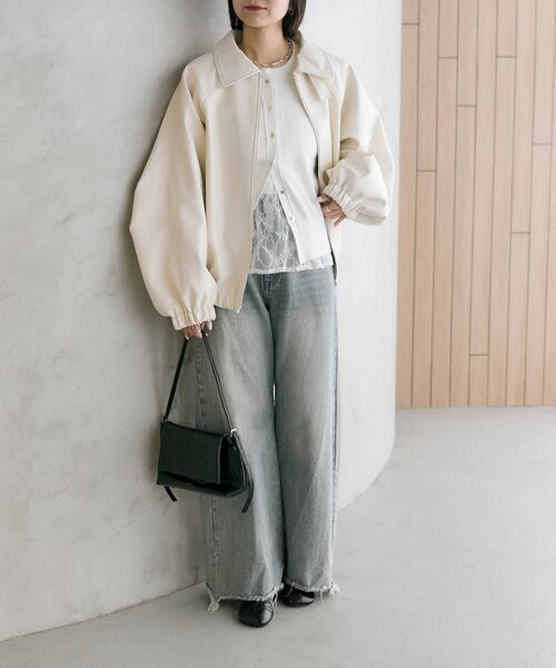 mystic(ミスティック)の「【SET UPスタイルにも◎】バルーンスリーブフェイクレザーブルゾン(ブルゾン・レディース・キャメル/アイボリー/ブラウン・FREE)」の17枚目の写真