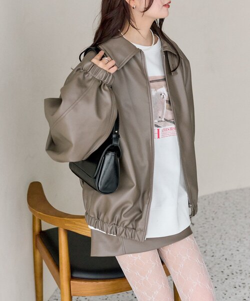 mystic(ミスティック)の「【SET UPスタイルにも◎】バルーンスリーブフェイクレザーブルゾン(ブルゾン・レディース・キャメル/アイボリー/ブラウン・FREE)」の14枚目の写真